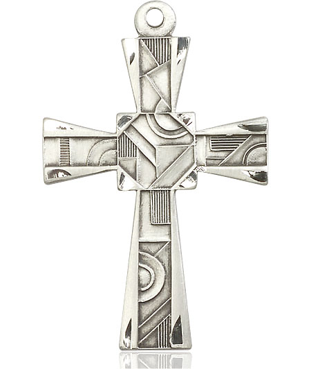 Sterling Silver Mosaic Cross Medal