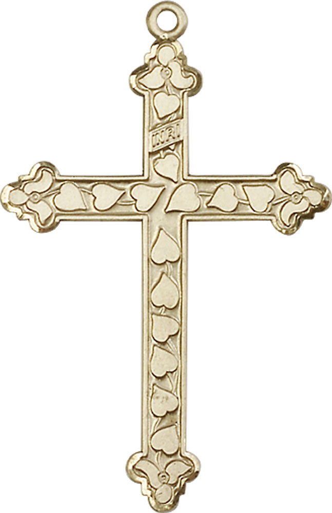 14kt Gold Filled Heart Cross Medal