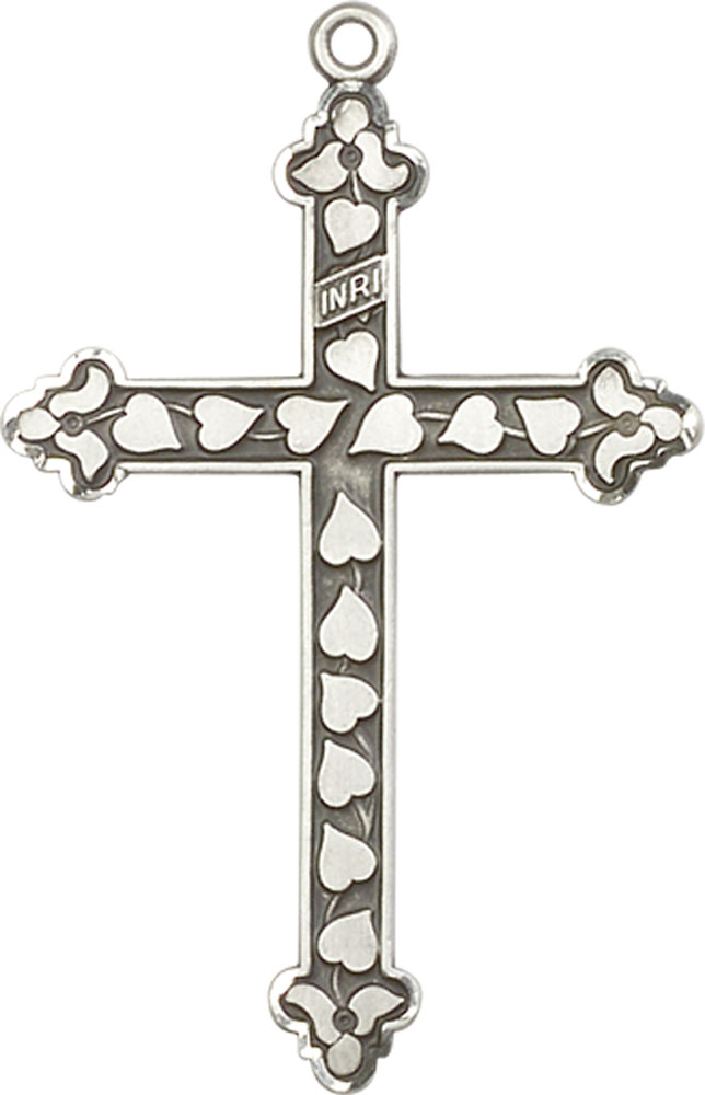Sterling Silver Heart Cross Medal