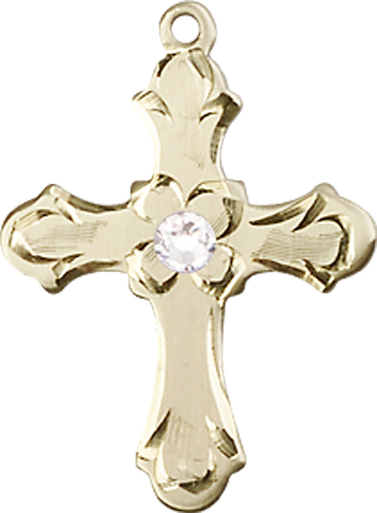 14kt Gold Filled Cross Medal with a 3mm Crystal Swarovski stone