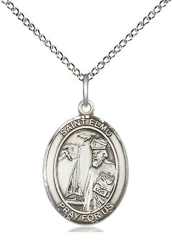 Sterling Silver Saint Elmo Pendant on a 18 inch Sterling Silver Light Curb chain
