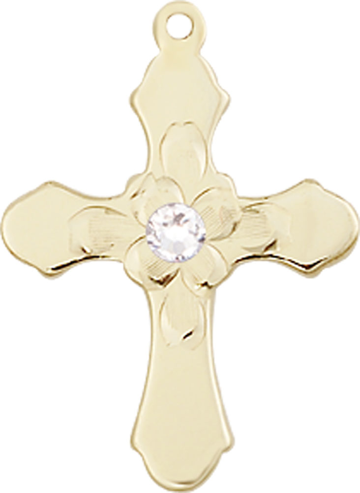 14kt Gold Filled Cross Medal with a 3mm Crystal Swarovski stone