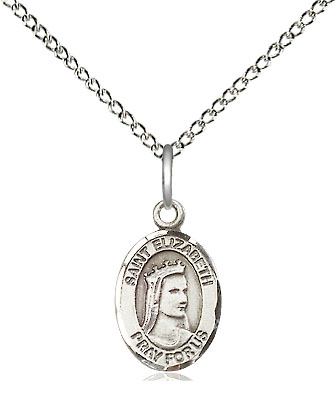Sterling Silver Saint Elizabeth of Hungary Pendant on a 18 inch Sterling Silver Light Curb chain