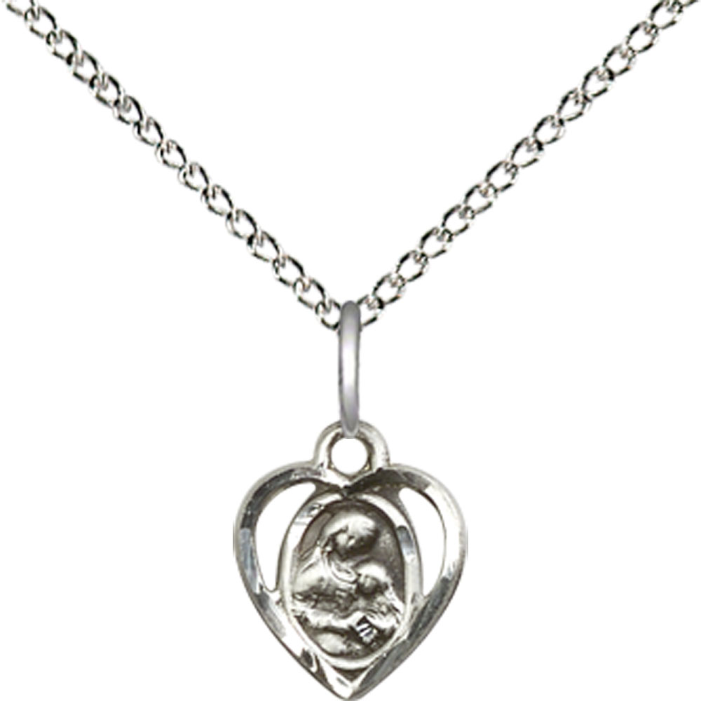 Sterling Silver Saint Ann Pendant on a 18 inch Sterling Silver Light Curb chain