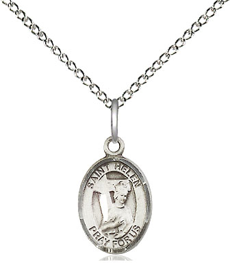 Sterling Silver Saint Helen Pendant on a 18 inch Sterling Silver Light Curb chain