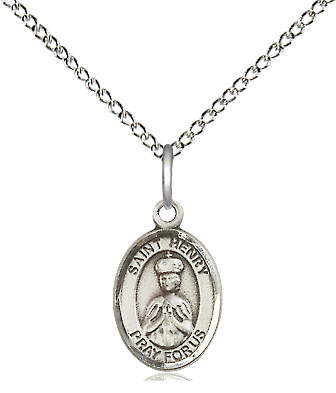 Sterling Silver Saint Henry II Pendant on a 18 inch Sterling Silver Light Curb chain