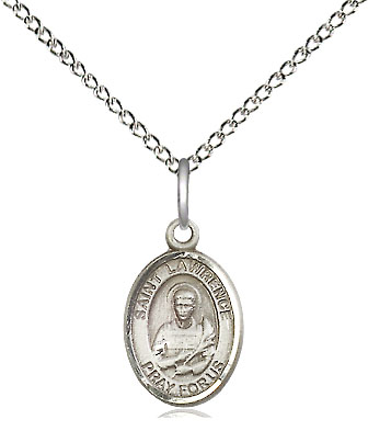 Sterling Silver Saint Lawrence Pendant on a 18 inch Sterling Silver Light Curb chain
