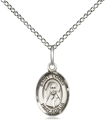 Sterling Silver Saint Louise de Marillac Pendant on a 18 inch Sterling Silver Light Curb chain