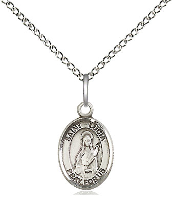 Sterling Silver Saint Lucia of Syracuse Pendant on a 18 inch Sterling Silver Light Curb chain