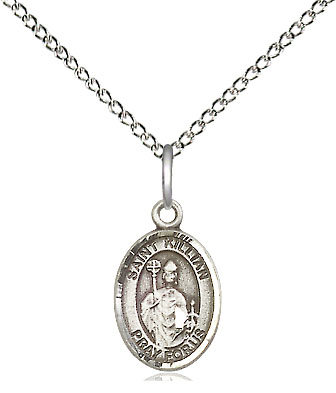 Sterling Silver Saint Kilian Pendant on a 18 inch Sterling Silver Light Curb chain