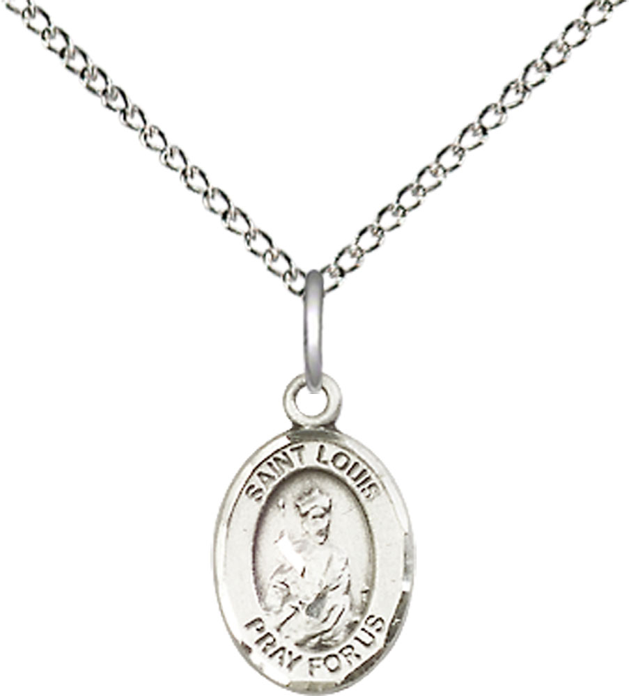 Sterling Silver Saint Louis Pendant on a 18 inch Sterling Silver Light Curb chain