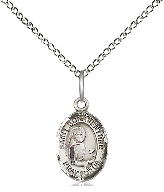 Sterling Silver Saint Bonaventure Pendant on a 18 inch Sterling Silver Light Curb chain