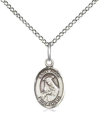 Sterling Silver Saint Rose of Lima Pendant on a 18 inch Sterling Silver Light Curb chain
