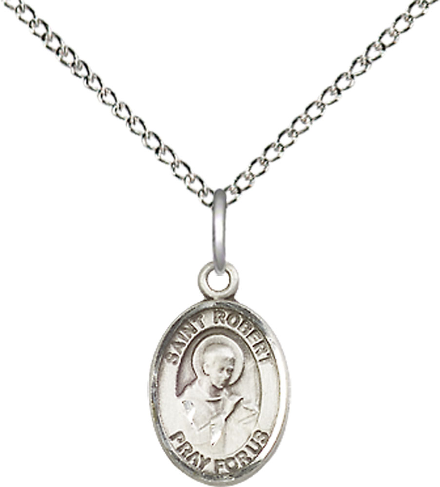 Sterling Silver Saint Robert Bellarmine Pendant on a 18 inch Sterling Silver Light Curb chain