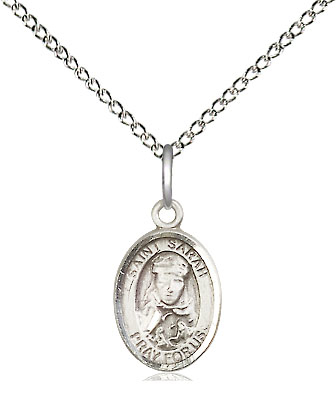 Sterling Silver Saint Sarah Pendant on a 18 inch Sterling Silver Light Curb chain