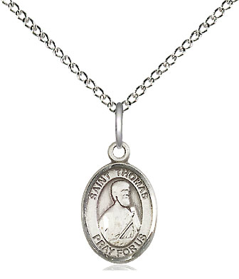 Sterling Silver Saint Thomas the Apostle Pendant on a 18 inch Sterling Silver Light Curb chain