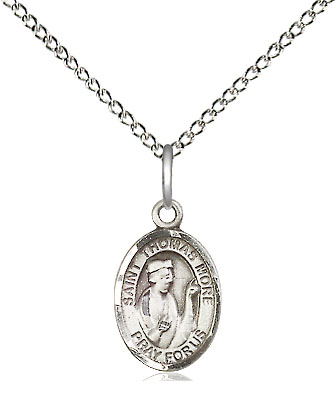 Sterling Silver Saint Thomas More Pendant on a 18 inch Sterling Silver Light Curb chain
