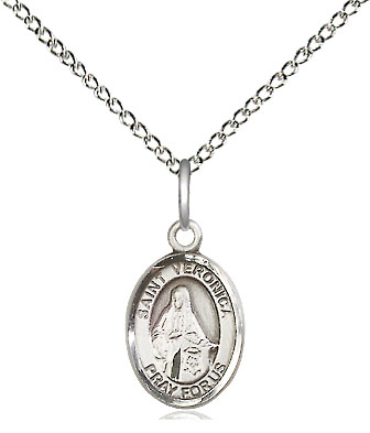 Sterling Silver Saint Veronica Pendant on a 18 inch Sterling Silver Light Curb chain