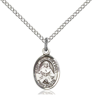Sterling Silver Saint Julie Billiart Pendant on a 18 inch Sterling Silver Light Curb chain