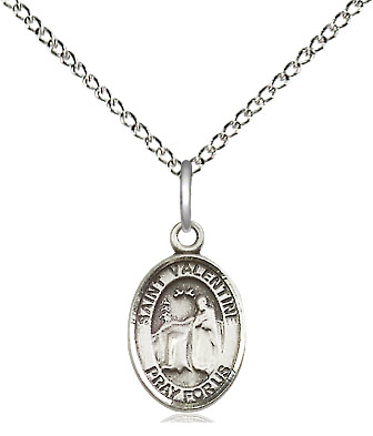 Sterling Silver Saint Valentine of Rome Pendant on a 18 inch Sterling Silver Light Curb chain