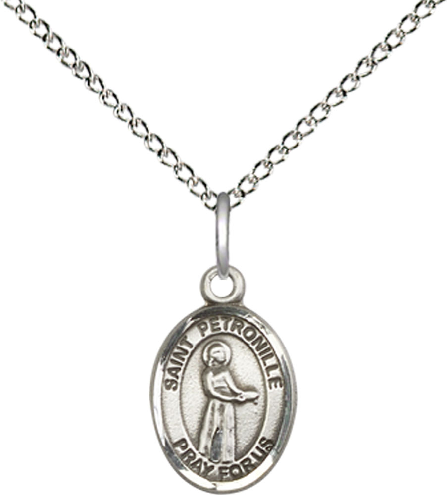 Sterling Silver Saint Petronille Pendant on a 18 inch Sterling Silver Light Curb chain