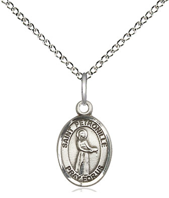 Sterling Silver Saint Petronille Pendant on a 18 inch Sterling Silver Light Curb chain