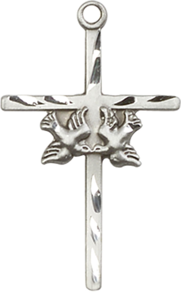 Sterling Silver Doves Cross Medal