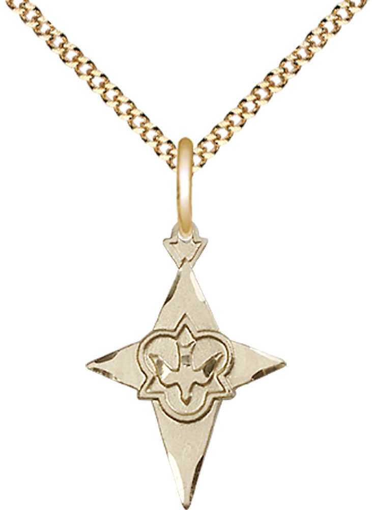 14kt Gold Filled Cross Pendant on a 18 inch Gold Plate Light Curb chain
