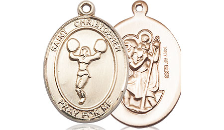 14kt Gold Filled Saint Christopher Cheerleading Medal