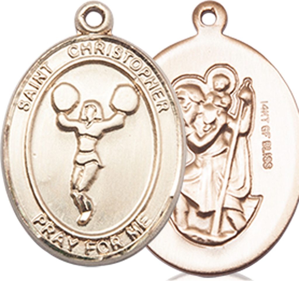 14kt Gold Filled Saint Christopher Cheerleading Medal