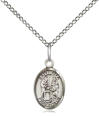 Sterling Silver Saint Zita Pendant on a 18 inch Sterling Silver Light Curb chain