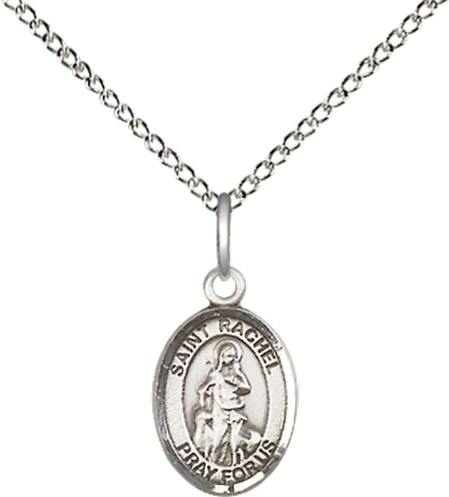 Sterling Silver Saint Rachel Pendant on a 18 inch Sterling Silver Light Curb chain