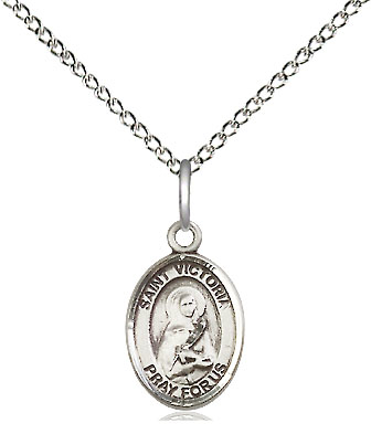 Sterling Silver Saint Victoria Pendant on a 18 inch Sterling Silver Light Curb chain