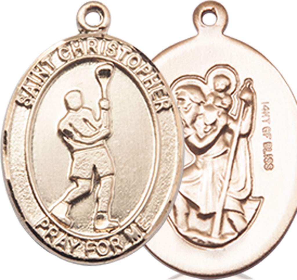 14kt Gold Filled Saint Christopher Lacrosse Medal