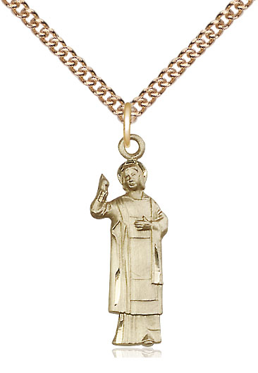 14kt Gold Filled Saint Stephen Pendant on a 24 inch Gold Filled Heavy Curb chain