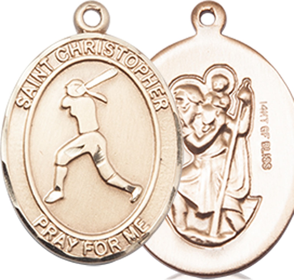 14kt Gold Filled Saint Christopher Softball Medal