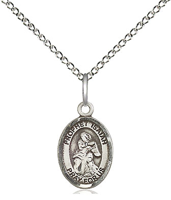 Sterling Silver Saint Isaiah Pendant on a 18 inch Sterling Silver Light Curb chain