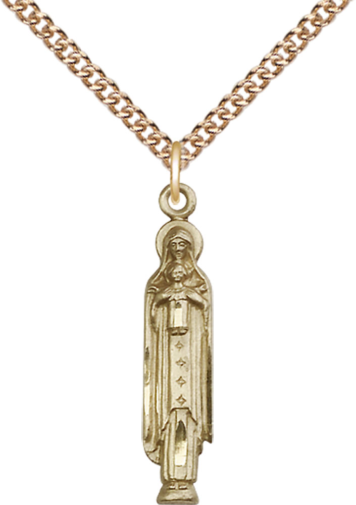 14kt Gold Filled Madonna &amp; Child Pendant on a 24 inch Gold Filled Heavy Curb chain