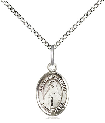 Sterling Silver Saint Hildegard von Bingen Pendant on a 18 inch Sterling Silver Light Curb chain