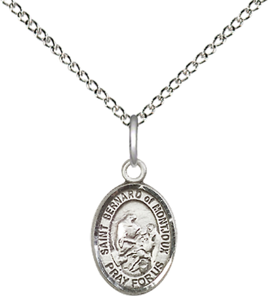 Sterling Silver Saint Bernard of Montjoux Pendant on a 18 inch Sterling Silver Light Curb chain