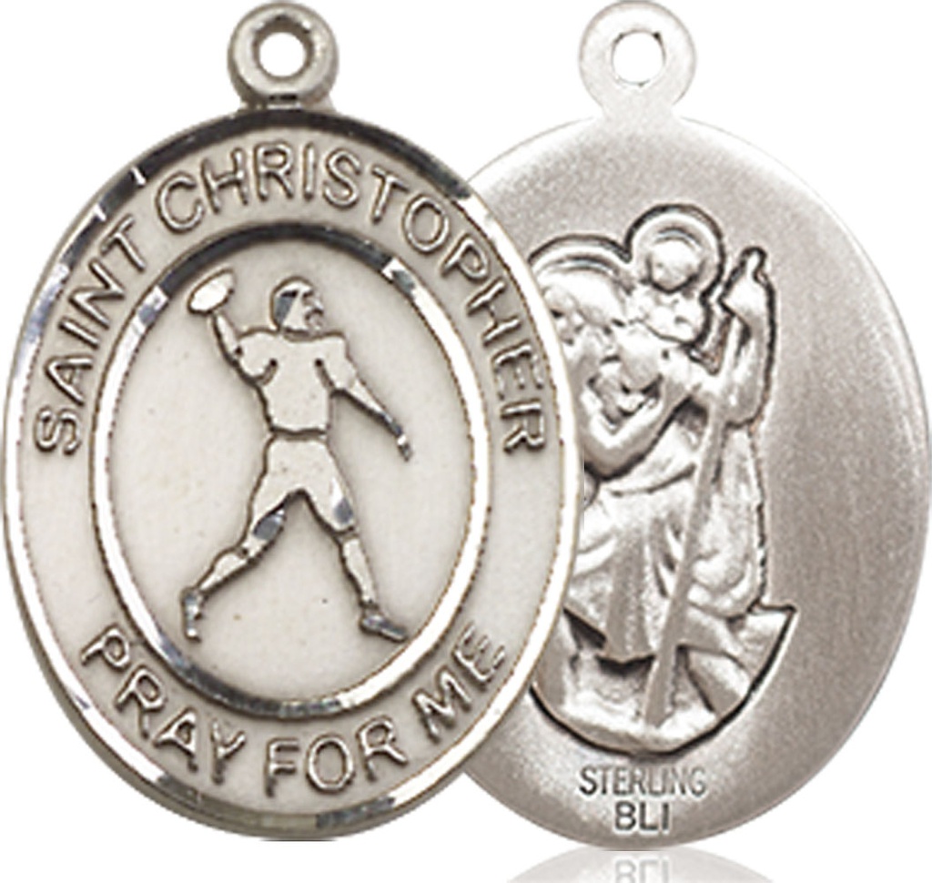 Sterling Silver Saint Christopher Football Medal
