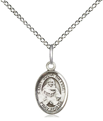 Sterling Silver Saint Julia Billiart Pendant on a 18 inch Sterling Silver Light Curb chain