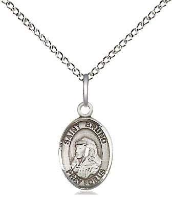 Sterling Silver Saint Bruno Pendant on a 18 inch Sterling Silver Light Curb chain