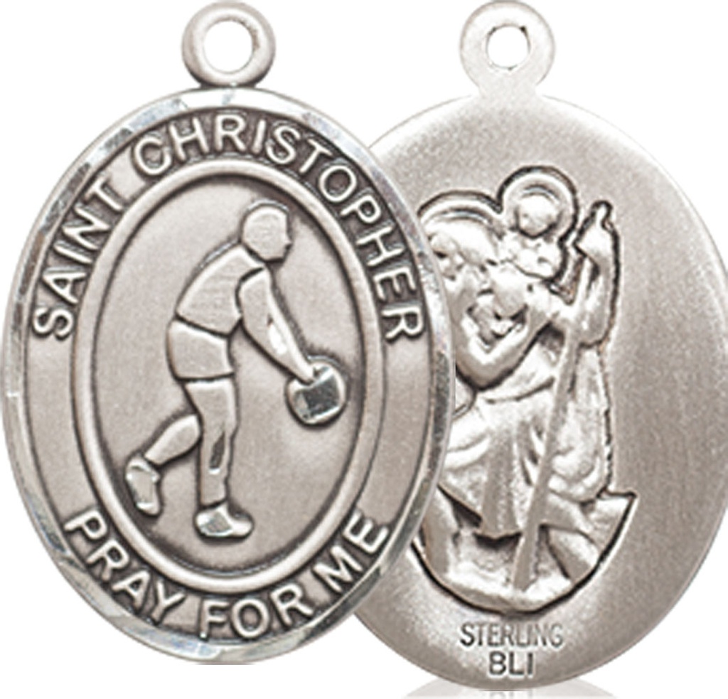 Sterling Silver Saint Christopher Basketball Medal