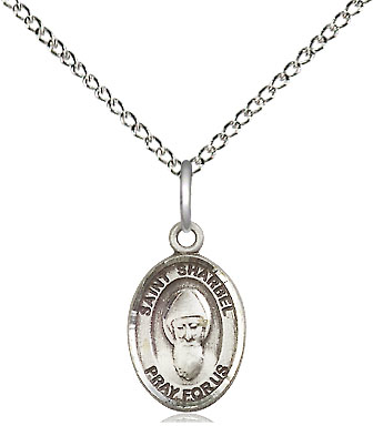 Sterling Silver Saint Sharbel Pendant on a 18 inch Sterling Silver Light Curb chain