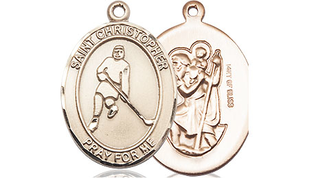14kt Gold Filled Saint Christopher Ice Hockey Medal