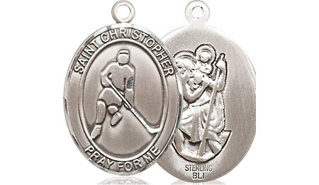 Sterling Silver Saint Christopher Ice Hockey Medal