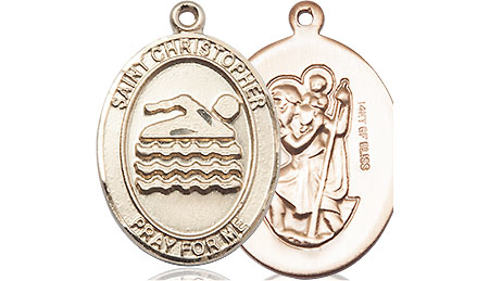 14kt Gold Filled Saint Christopher Swimming Medal