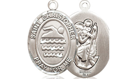 Sterling Silver Saint Christopher Swimming Medal