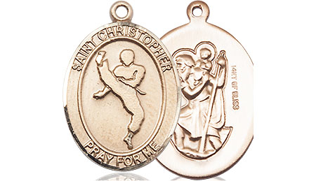 14kt Gold Filled Saint Christopher Martial Arts Medal
